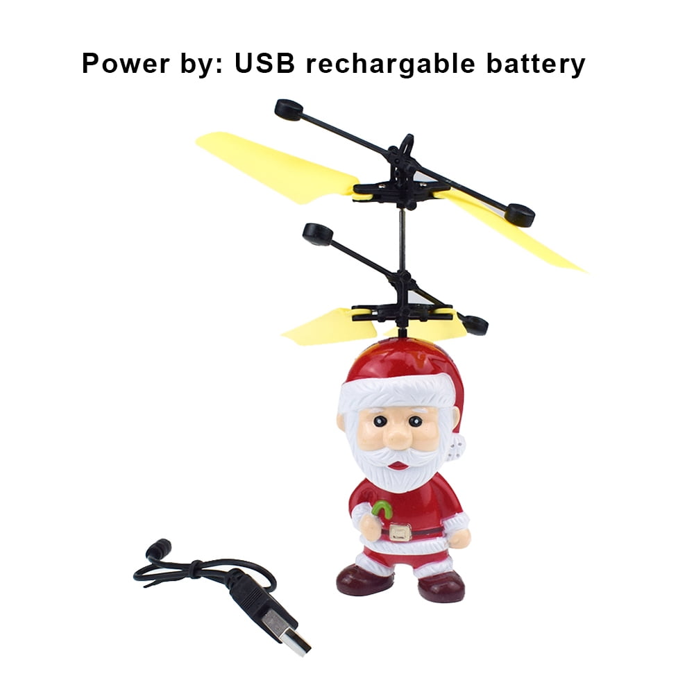 Motion Sensor Santa Claus Christmas Ornament Hand Operated Drone Flying I9W9 