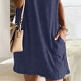 thumbnail image 4 of BLVB Casual Dresses for Women V Neck Plain Loose Summer Short Sleeve T Shirts Dress Short Lounge Dress with Pockets, 4 of 7