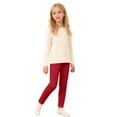 thumbnail image 2 of YMNXA Big Kids Girls Leggings Elastic Waist Solid Color Soft Stretch Plush Lined Thickened Thermal Tights For Casual Daily Wear Wine 16-17 Years, 2 of 6