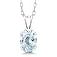thumbnail image 3 of Gem Stone King 2.25 Cttw Sky Blue Aquamarine Pendant Earrings Set for Women | 925 Sterling Silver | Oval 7X5MM | Gemstone March Birthstone | 18 inch Chain | Fine Jewelry Gifts for Her Mom Wife, 3 of 5