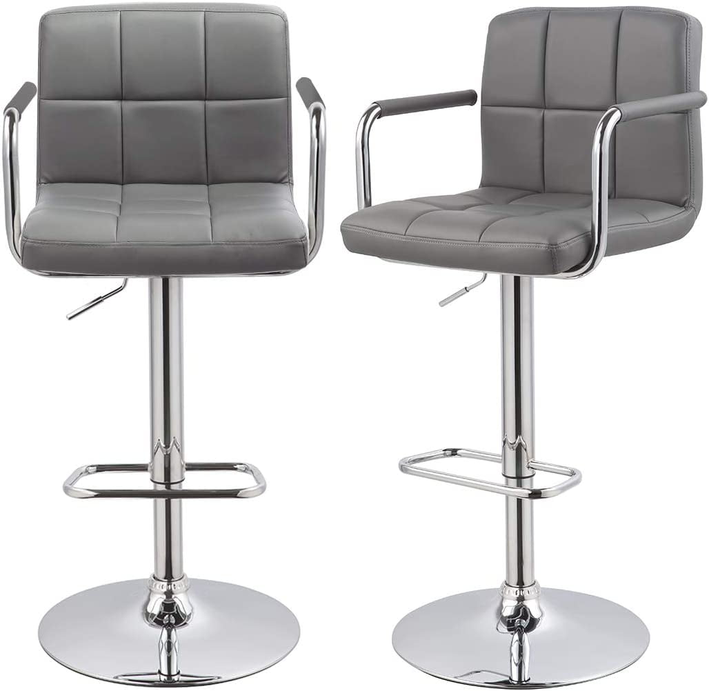 Duhome Modern Bar Stools Set of 2 with Back and Arms Leather Swivel