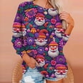 thumbnail image 6 of Craaazy Christmas Womens Shirts Casual Xmas Santa Printing Blouse Round Neck Long Sleeved Christmas Fashion Womens Tops Gifts for Women, 6 of 7