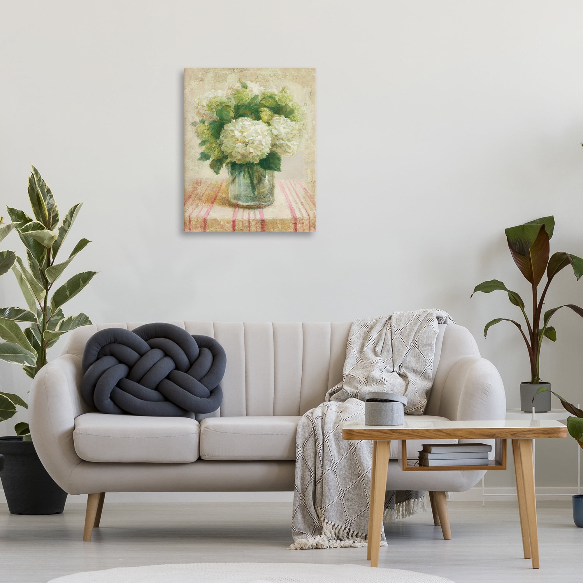 Stupell Industries Cottage Hydrangeas in White Plants & Flowers Painting Wrapped Canvas Art Print Wall Art, 24 x 30