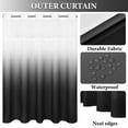 thumbnail image 6 of Ikfashoni No Hook Shower Curtain with Snap in Liner, Black Ombre Hookless Waterproof Bath Curtain, 71"X74", 6 of 9