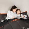 thumbnail image 4 of Feelyou Cartoon Football Soccer Twin Bedding Sets 7-Piece, Brown Orange Stars Lines Bedding Comforter Set, Teens Kids Boys Girls Reversible Sheet Sets, Lightweight Room Decor, 4 of 7