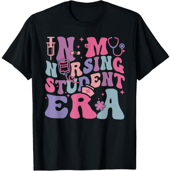 In My Nursing Student Era Nurse Back To School First Day T-Shirt men and women can wear, black, white, gifts.
