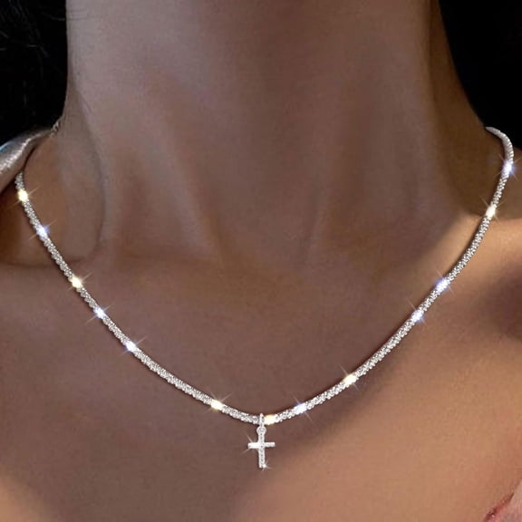 Dainty Cross Pendant Necklaces For Women 14K Gold Plated Cute Faith Cross Necklace Sideways Cross Necklace Minimal Everyday Jewelry Gift[o490]