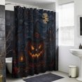 thumbnail image 4 of Halloween Shower Curtain - Water Repellent Fabric Shower Curtains Washable, Spooky Pumpkin Black Cat Ghost Moonligh Decorative Polyester Cloth Bathroom Curtains Modern Bath Decor 36"x72", 4 of 8