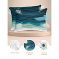 thumbnail image 2 of Teal Ocean Pillow Cases Queen Size Set of 2, Smooth Satin Pillowcase for Hair and Skin, Coastal Sea Moire Waves Abstract Ombre Art Decorative Cooling Bed Pillow Covers with Zipper, 20x30 Inches, 2 of 5
