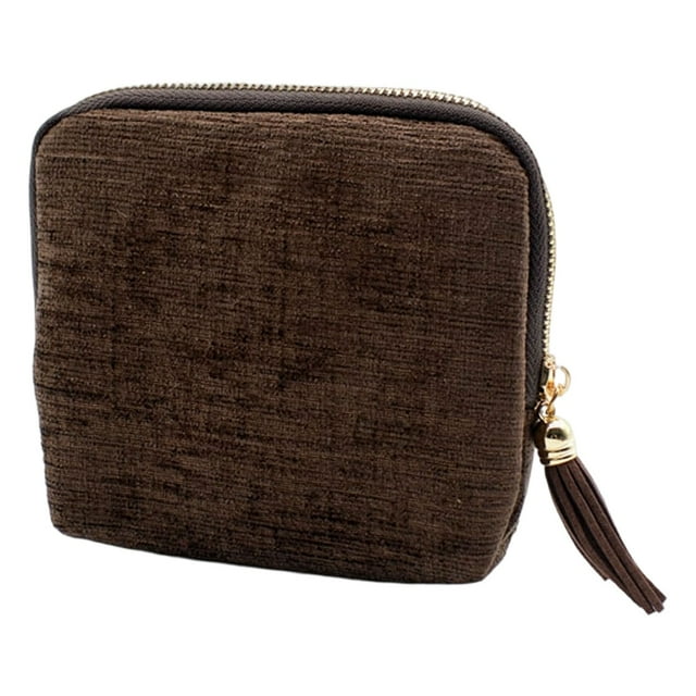 Midnight Pouch Purse,Mini Travel Jewelry Case, Small Jewelry Zippered Pocket Case,Portable Organizer Clutch, Multi-Layer Storage Bags With Zipper Tassel For Earring Necklace Ring Bracelet(Coffee)
