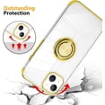 thumbnail image 4 of Funda transparente para iPhone 14 Plus con protector de pantalla, chapado, anillo magnético giratorio de 360 grados, soporte de pie, suave, delgada, a prueba de golpes, cubierta protectora - Dorada, 4 of 8