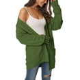 thumbnail image 4 of Unique Bargains Cardigan en Tricot Torsadé à Manches Longues pour Femmes Automne Hiver avec Poches Vert Armée m, 4 of 6