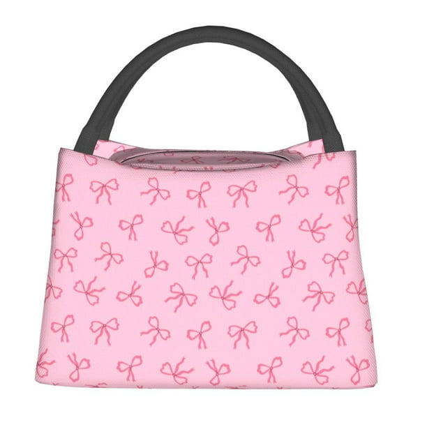 Fotbe Pink Bows Bolsa Térmica Portátil con Estampado, Bolsa de Entrega de Alimentos Aislada, Bolsa Reutilizable de Gran Capacidad para Comidas y Supermercado