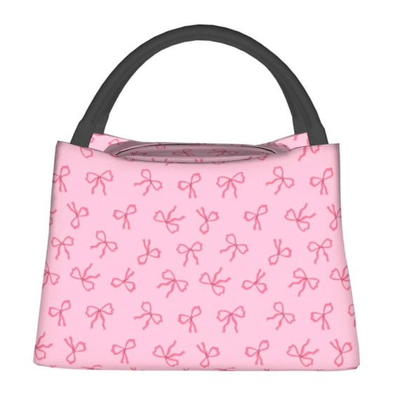 Fotbe Pink Bows Bolsa Térmica Portátil con Estampado, Bolsa de Entrega de Alimentos Aislada, Bolsa Reutilizable de Gran Capacidad para Comidas y Supermercado