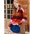 thumbnail image 4 of Fall Half Zipper Oversized Womens Sweaters Turtleneck Sweater Long Sleeve Tops, 4 of 7