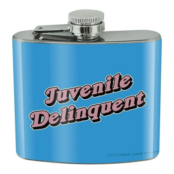 Juvenile Delinquent Funny Humor Stainless Steel 5oz Hip Drink Kidney Flask