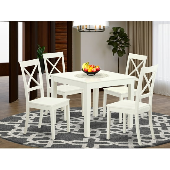 East West Furniture Oxford 5Pcs Wood Kitchen Set in Linen White