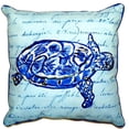 thumbnail image 3 of Betsy Drake ZP344 22 x 22 Po Tortue de Mer Script Extra Grand Oreiller à Fermeture Éclair, 3 of 4