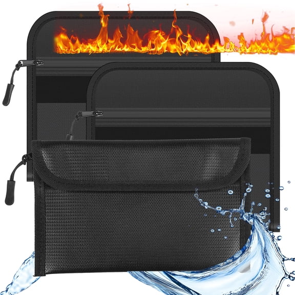 Ikoopy Fireproof Document Money Bag 3 Pack Fire Proof Waterproof Safe Pouch for Cash Document Passport 3 Layers of Heat Water Resistant Insulated Storage with Zipper
