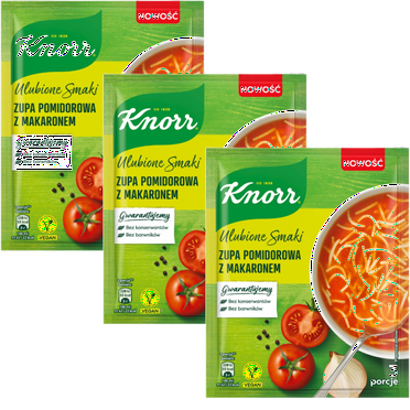 Knorr instant soup TOMATO with Noodles ( Pomidorowa) -Pack of 3/ 9 servings-
