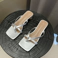 thumbnail image 5 of Dakaela Flip Flop Heels for Women Square Toe Block Heeled Thong Sandals Dress Slides Mules, 5 of 7