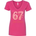 thumbnail image 3 of Inktastic 67th Birthday Celebration Hearts Women's V-Neck T-Shirt, 3 of 5