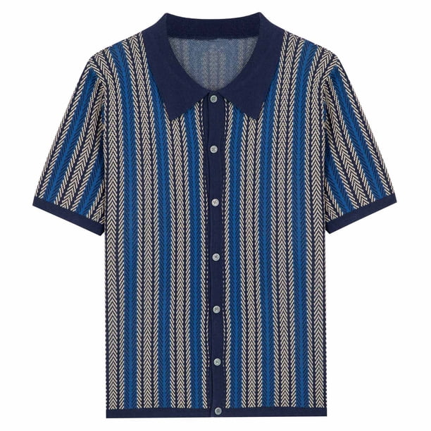 Camisas de Lino para Hombres Ocio Negocios de Punto Casual Manga Corta Top Clásico, Camisa Ligera 100% Viscosa para la Playa, Vacaciones Y Diario