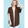 thumbnail image 3 of Made by Johnny Women's Kimono Style Short Sleeve Dolman Cardigan XL BROWN, 3 of 6