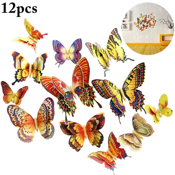 Coofit 12PCS Butterfly Wall Sticker Decorative Artificial Butterfly 3D Butterfly