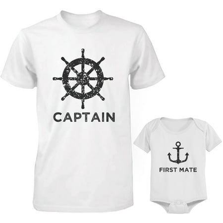 Captain Father Shirt And First Mate Infant Bodysuit Outfit Set Father's ...
