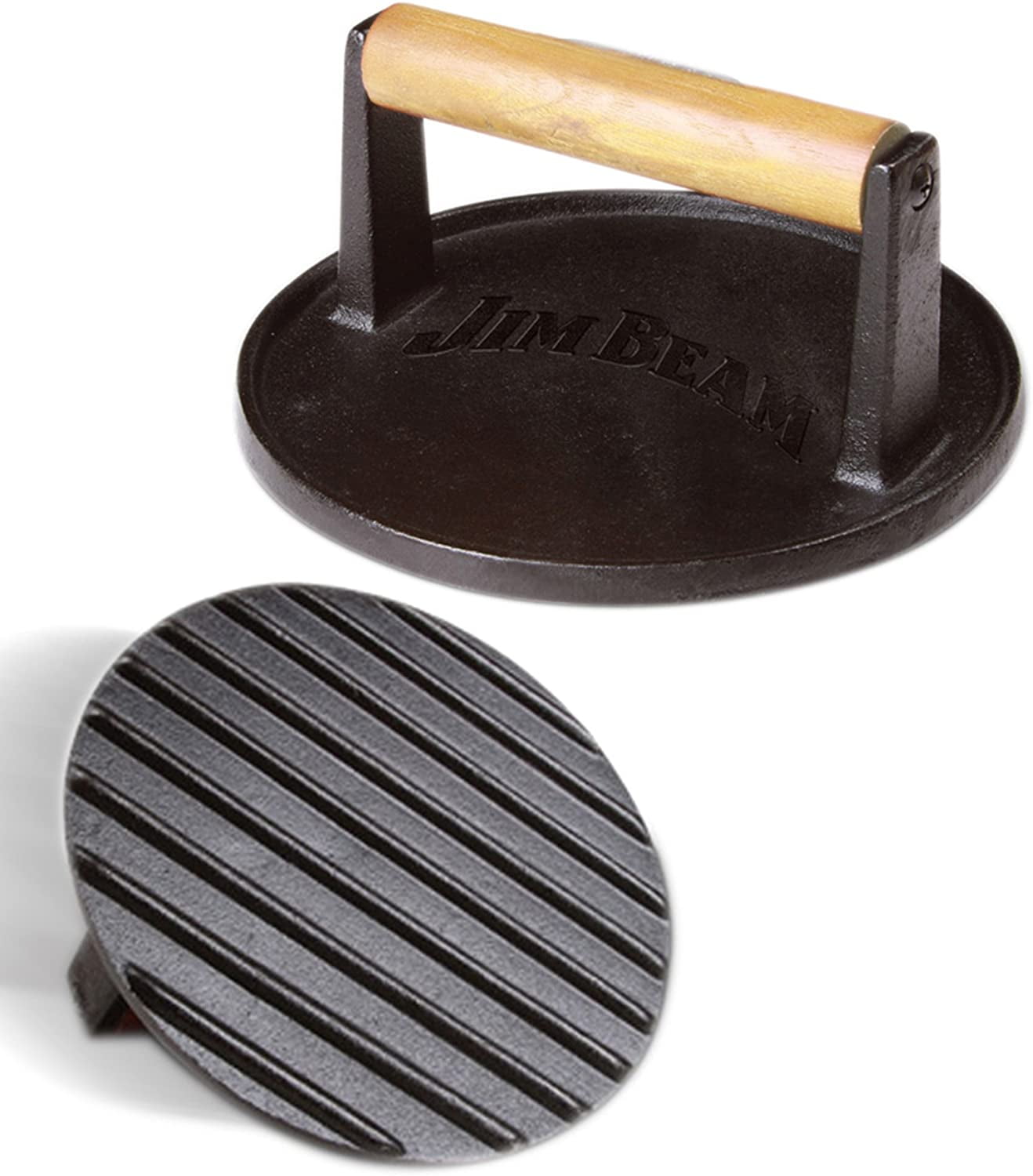 Wood Handle MEETOZ Cast Iron Grill Press ,Burger Grill Press,7.1-Inch by 7.1-Inch Round Black Bacon