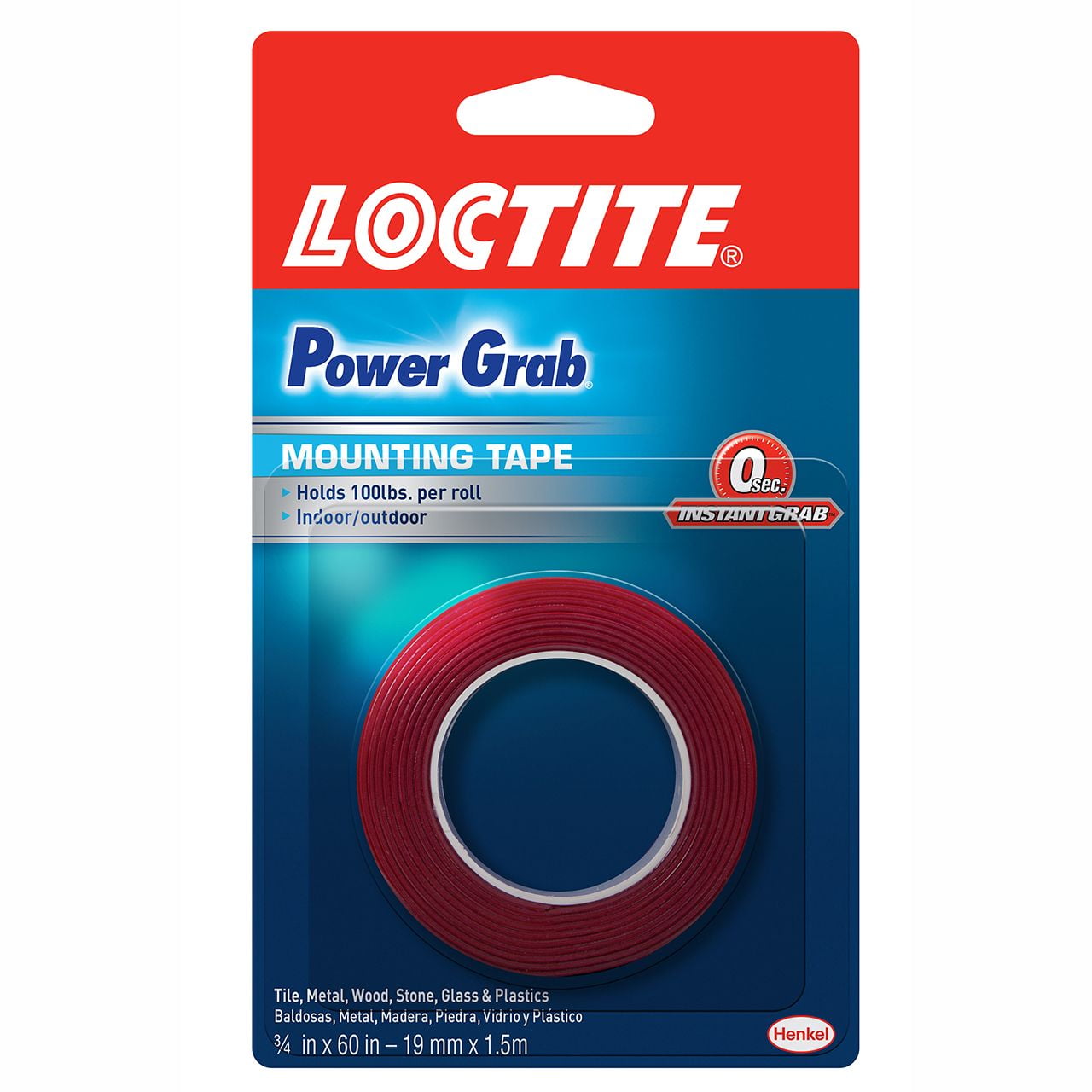 W x 60  L Mounting Tape  Clear Loctite  Power Grab  1-1/2 in 