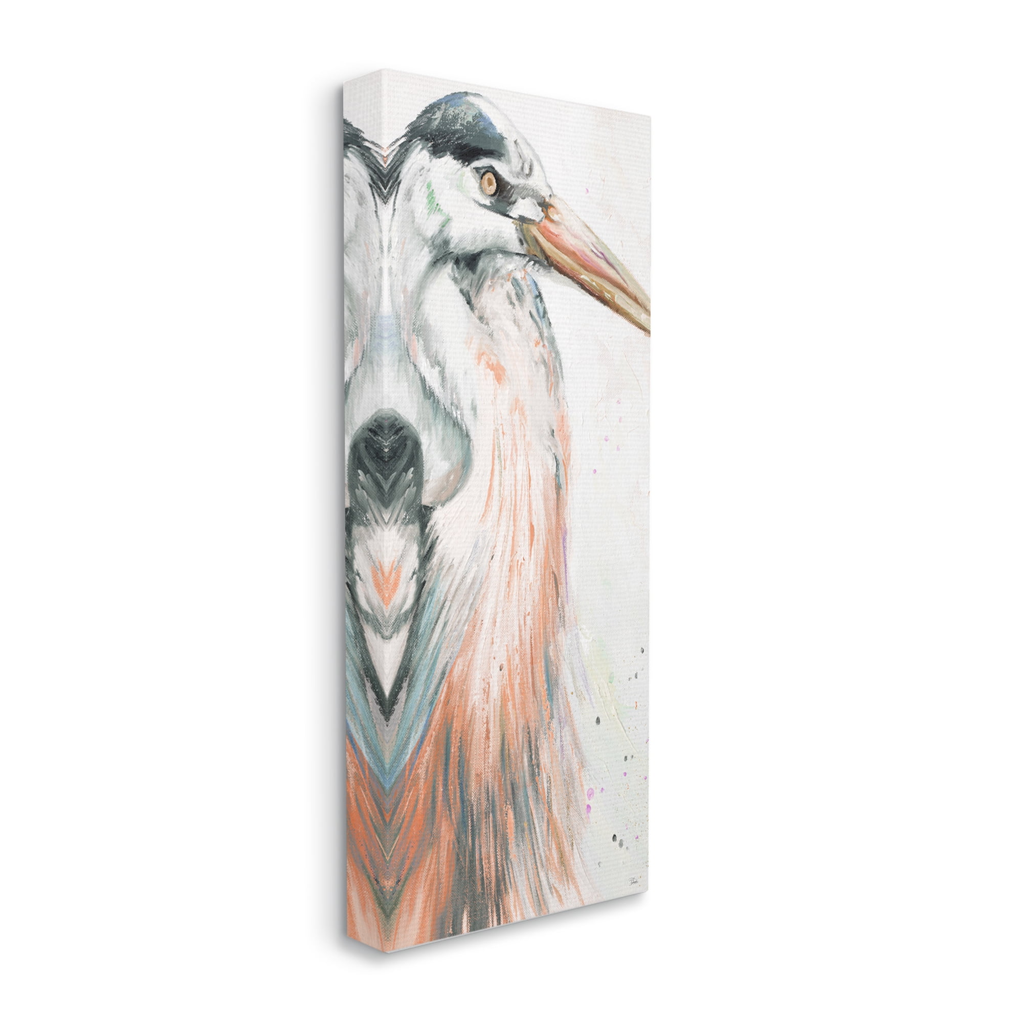 Stupell Industries Modern Heron Portrait Animals & Insects Painting Gallery Wrapped Canvas Print Wall Art, 17 x 40