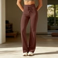 thumbnail image 5 of Edvintorg Yoga Pants Women Lightweight Solid Color Drawstring High Waisted Casual Workout Trouser Woman Clothes Brown S-2XL, 5 of 8