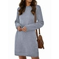 thumbnail image 3 of Robes pour Femmes à Manches Longues Décontractées Coupe Ample Mode d'Automne Robe Mini à Col Rond avec Poches Gris Pâle L, 3 of 7