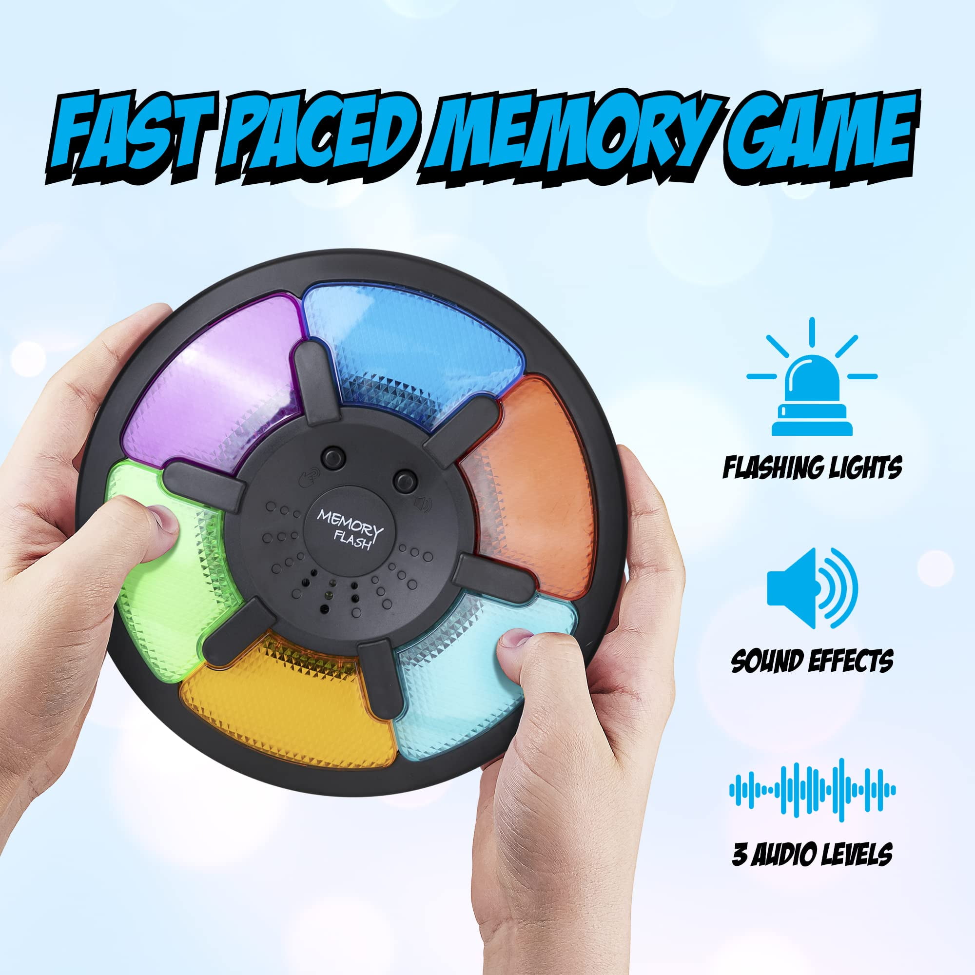 Educational Brain Teaser Memory Game,15 Key Handheld Memory Game with Light  & Sound,2 Gaming Mode Electric Point Brainy Game for Adult & Kid,Brain