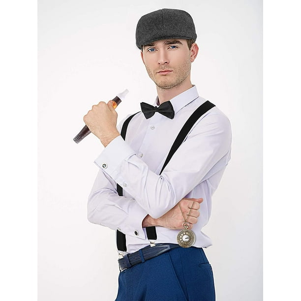 5 piezas para hombre de los anos 20 y 39 s Gatsby Gangster accesorios de vestuario conjunto 30s Manhattan Gangster Beret Y back Suspender Feliz Sencillez Walmart en linea