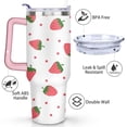 thumbnail image 3 of 40oz Cute Red Strawberry Stainless Steel Flip Straw Tumbler Spill Proof Travel Cup Double Wall Vacuum Insulated Coffee Mug with Top Handle, 3 of 6
