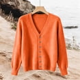 thumbnail image 5 of Wyongtao Womens Button Up Sweaters Soft Knitted V Neck Long Sleeve Solid Color Cardigan Casual Dressy Fall Winter Tops (M, Orange), 5 of 5