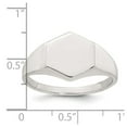 thumbnail image 5 of Sterling Silver Polished 12.2mm x 11.4mm Hexagon Closed Back Size 10 Mens Signet Ring, 5 of 6