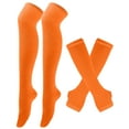 thumbnail image 3 of Wdgfv Extra Long Thermal Knit Over The Knee Socks For Extreme Cold Weather Winter Warm Thick Cozy Comfort Stretchable Soft Indoor Outdoor Activities Orange One Size, 3 of 3