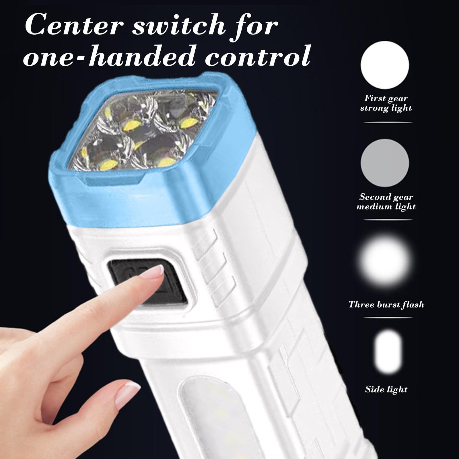 White Rechargeable Led Flashlight High Brightness Cob Light Source With Adjustable Focus For Outdoor Activities Nighttime Safety Emergency Use #A2rr5