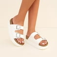thumbnail image 3 of Cushionaire Plane Comfortable Platform Womens Sandals with Double Buckle Straps and Genuine Suede Cushioned Footbed, Wide Widths Available, 3 of 13