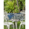 thumbnail image 3 of Outdoor Tablecloth with Umbrella Hole for Patio/Picnic/Party/Camping, Boho Green Striped Waterproof Table Cloth Round Cover Washable, Beige Ethnic Tribe Southwestern Vintage (Dia 54"), 3 of 9