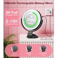 thumbnail image 5 of Suction Cup Magnifying Mirror with Light 10X, Wall Mounted Makeup Mirror with Suction Cup for Bathroom, 3 Color Lights and Adjustable Brightness, 2 in 1 Tabletop for Desk - Black, 5 of 5