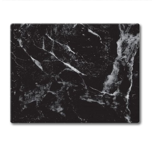 CounterArt Black Marble Design 3mm Tempered Glass Cutting Board 10" by 8"