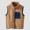 thumbnail image 2 of JSGEK Winter Fleece Zip-Up Vest Stand-up Collar for Kids Thickened Lined Comfortable Soft Breathable Casual Jacket for Daily Travel Birthday Party 3-17 Years Brown 16-17Years, 2 of 6