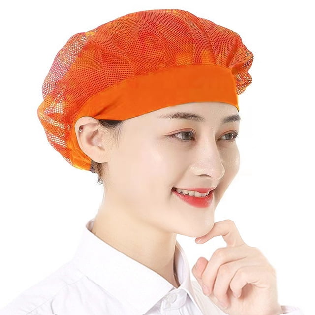 Visland Chef Hat Unisex Kitchen Hat Hotel Restaurant Cook Cap Good Breathability Hollow Mesh Solid Color Waiter Chef Work Cap Workshop Factory Hat