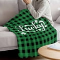 thumbnail image 5 of Throw Blanket Fleece Throw Blanket 50x80in, White Lucky Text Shamrock Soft Lightweight Bed Blankets St. Patrick's Day Green Black Check Fuzzy Couch Blankets for All Season, 5 of 9