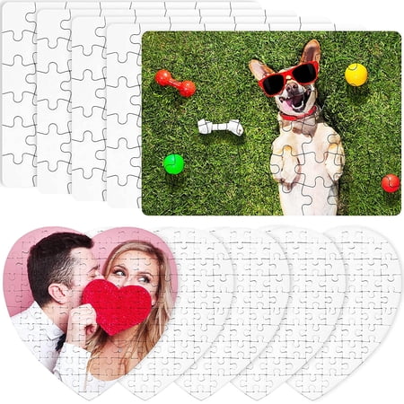 10 Sets Blank Heart-Shaped Sublimation Jigsaw Puzzles - 75 Pieces Each, DIY Heat Press Crafts For Personalized Photos